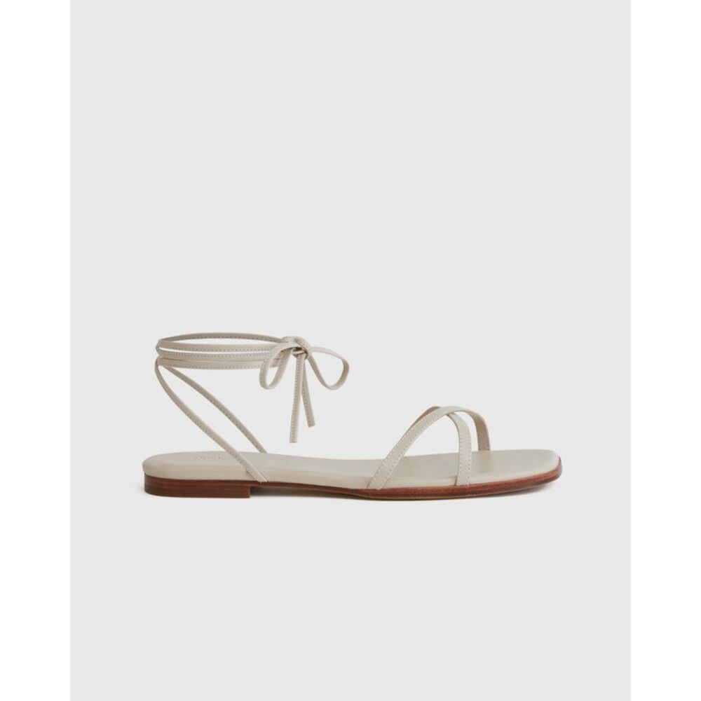 Quince Womens 100% Leather Wrap Sandal Almond Shoes 8